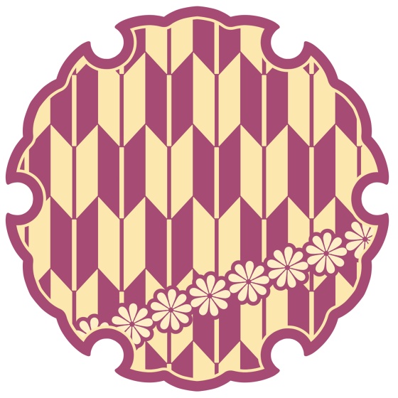 雪輪に矢羽と小花