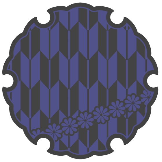 雪輪に矢羽と小花