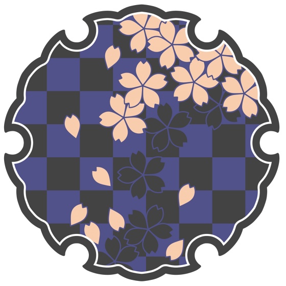 雪輪に散る桜イラスト素材