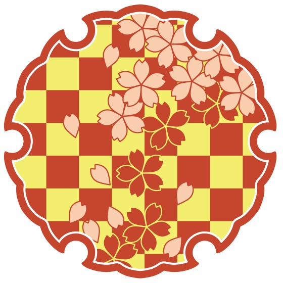 雪輪に散る桜イラスト素材