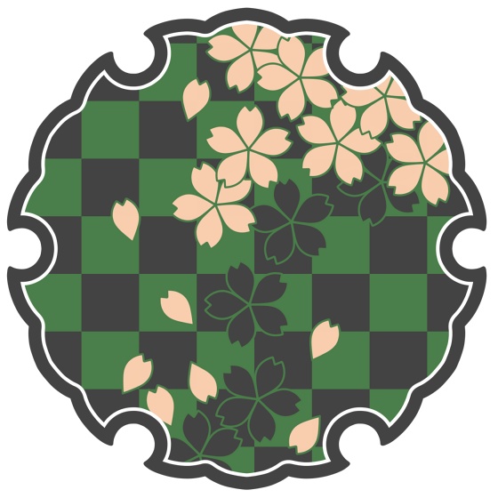 雪輪に散る桜イラスト素材