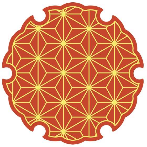 雪輪に麻の葉模様