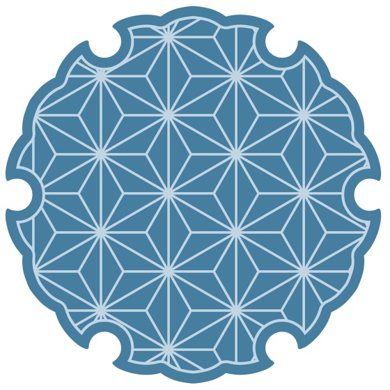 雪輪に麻の葉模様