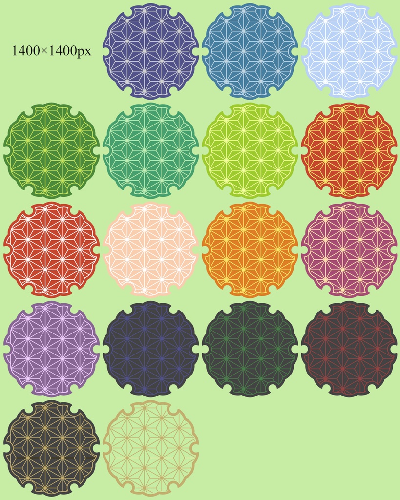 雪輪に麻の葉模様