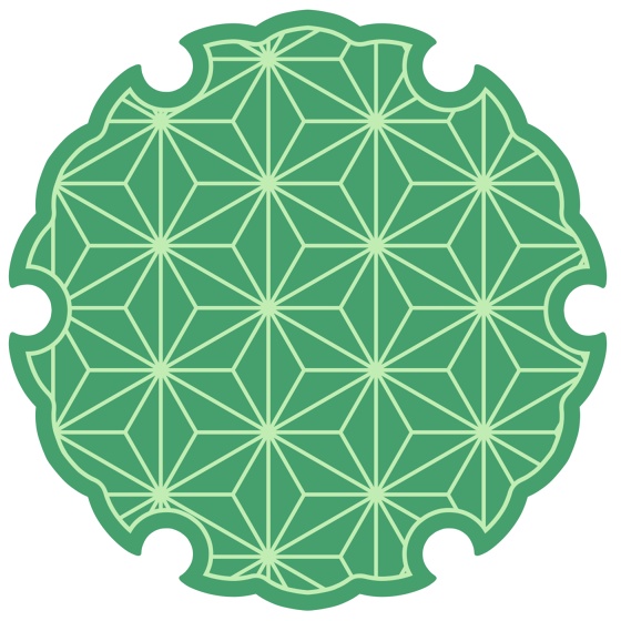 雪輪に麻の葉模様