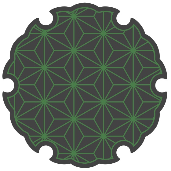 雪輪に麻の葉模様