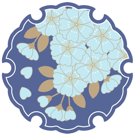 雪輪に桜イラスト素材