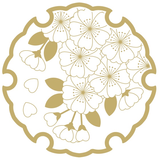 雪輪に桜イラスト素材