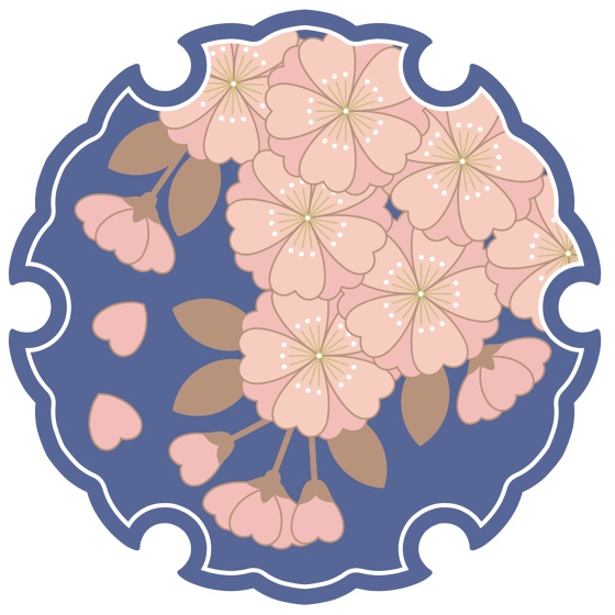 雪輪に桜イラスト素材