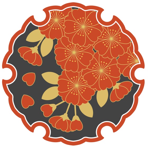 雪輪に桜イラスト素材