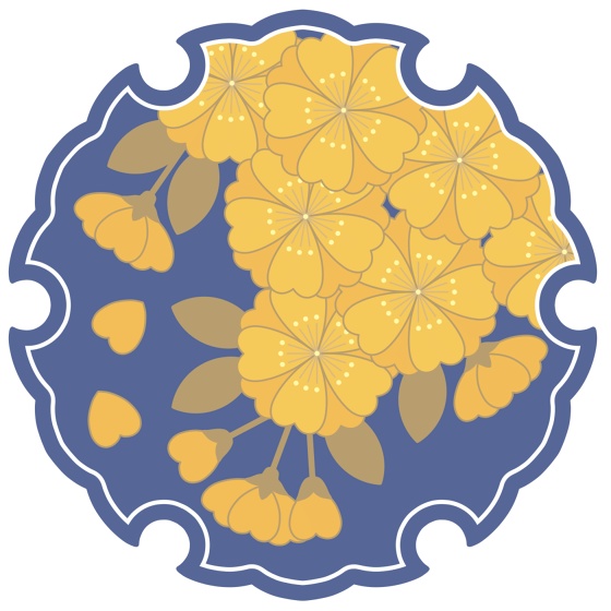 雪輪に桜イラスト素材