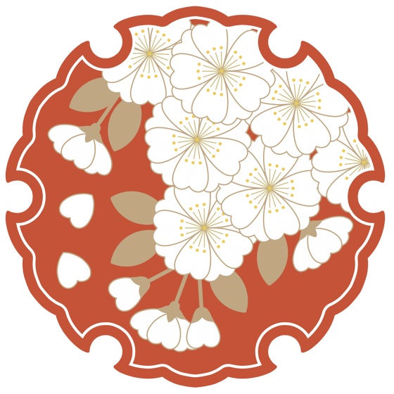 雪輪に桜イラスト素材