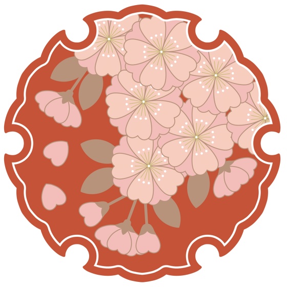 雪輪に桜イラスト素材