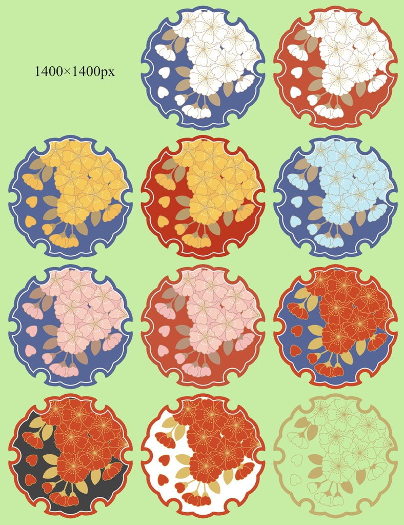 雪輪に桜イラスト素材