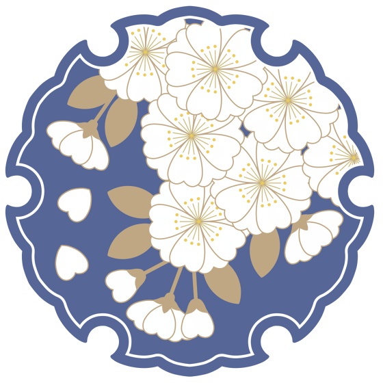 雪輪に桜イラスト素材