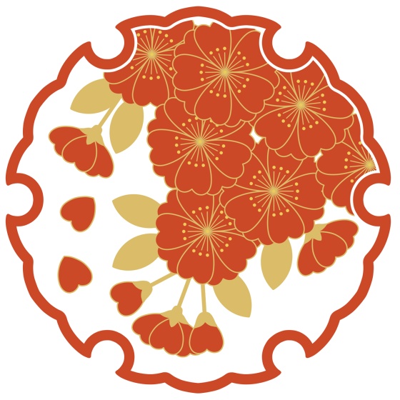 雪輪に桜イラスト素材