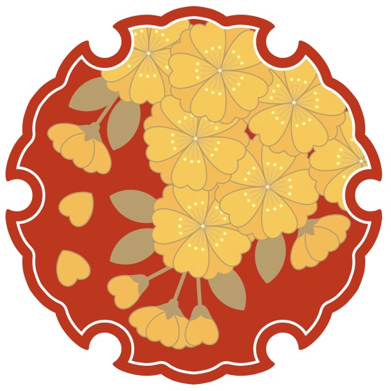 雪輪に桜イラスト素材