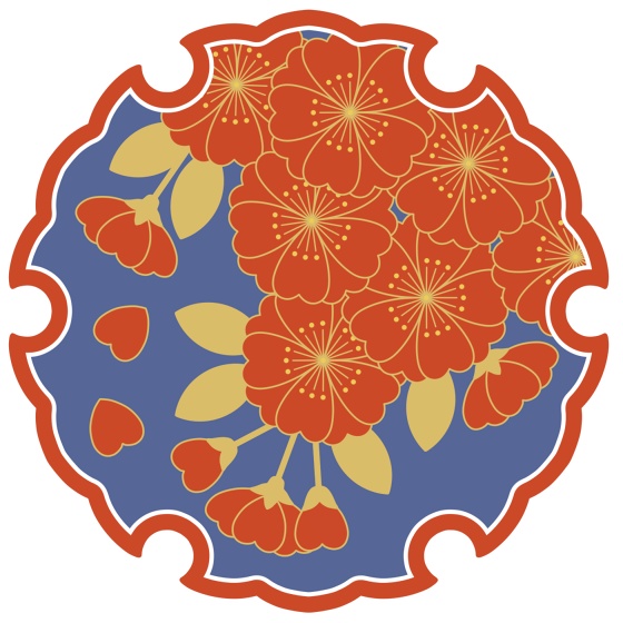 雪輪に桜イラスト素材