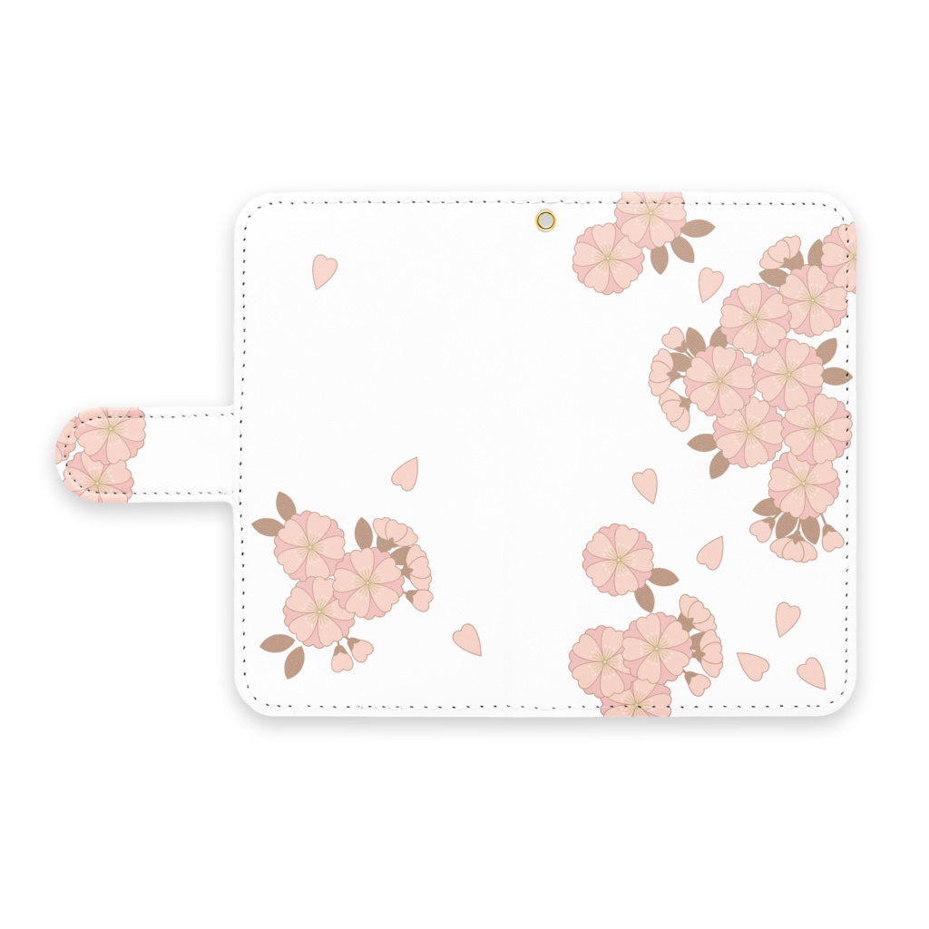 和柄手帳型Androidケース 八重桜 ピンク