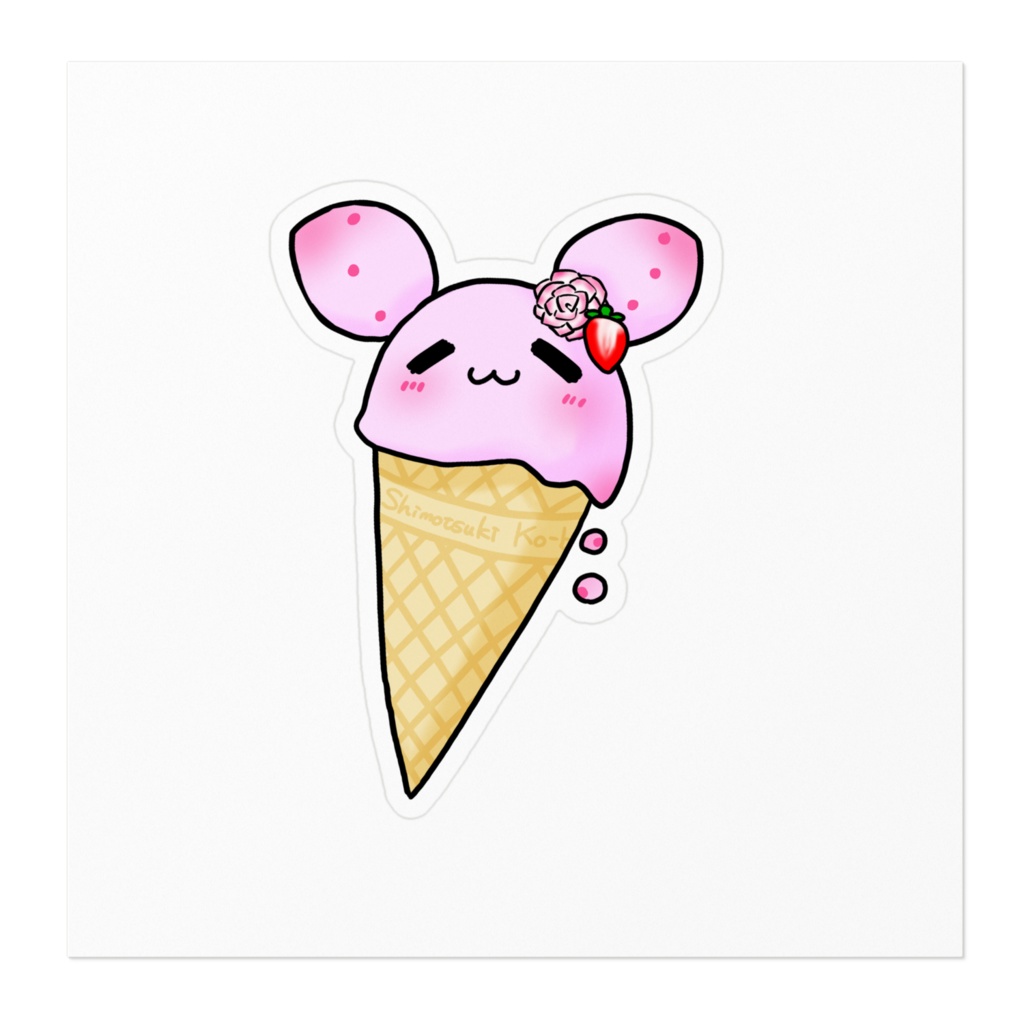 溶けるうさぎステッカー(ストロベリー)