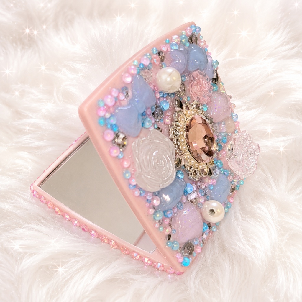Rose Jewelry Garden コンパクトミラーデコ ~パステルローズの宝石箱~