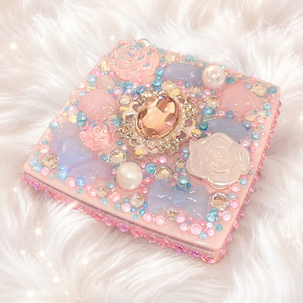 Rose Jewelry Garden コンパクトミラーデコ ～パステルローズの宝石箱～