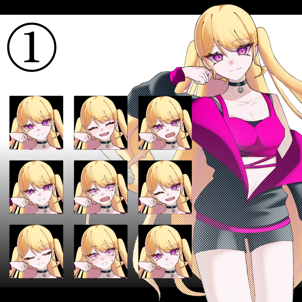 【無料版有】立ち絵素材01_女の子_ギャル_金髪_白髪_ピンク髪