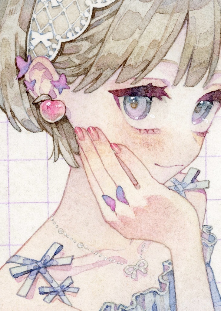 額装ミニ原画「桃」