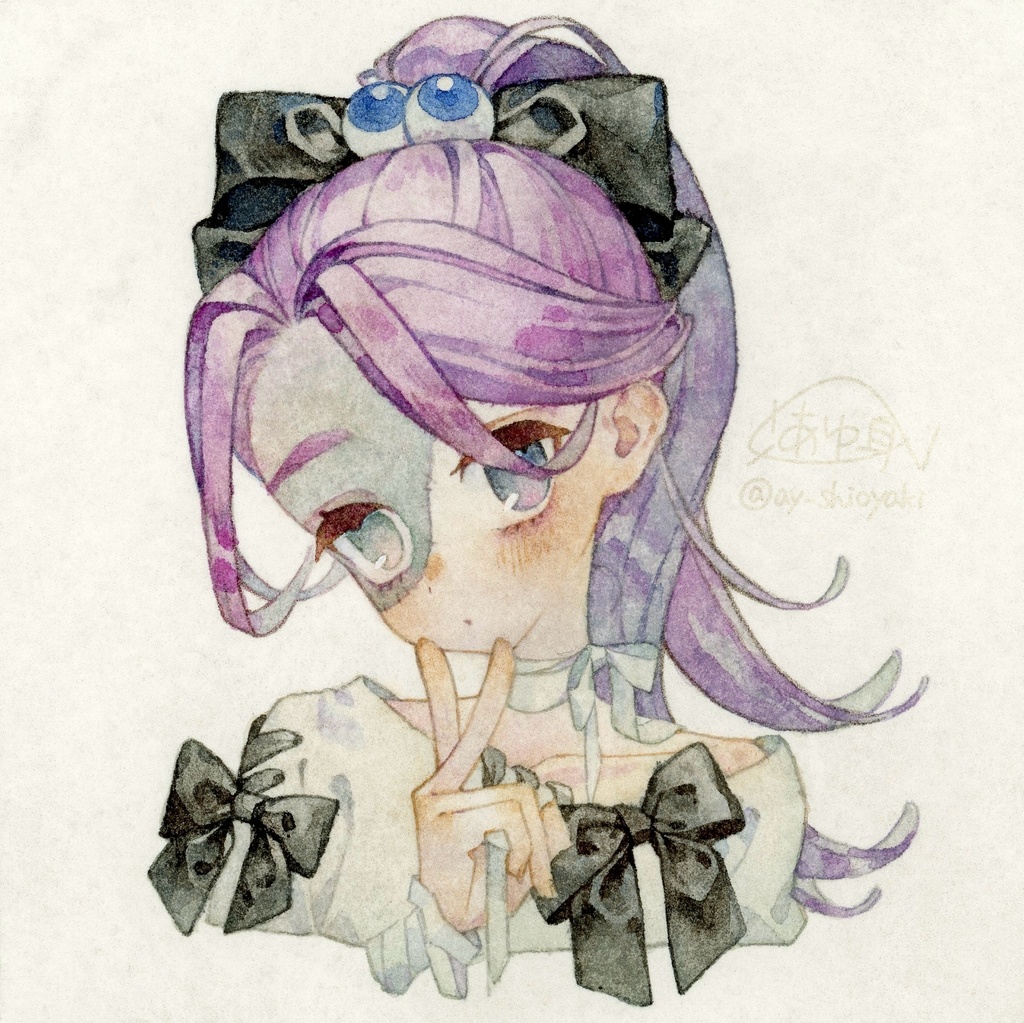 フレームレスミニ原画「💜」