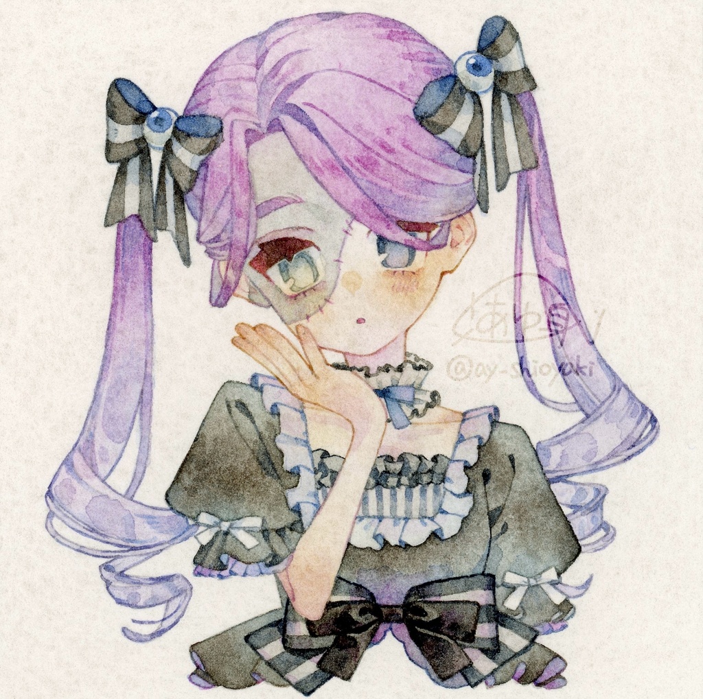 フレームレスミニ原画「🖤」