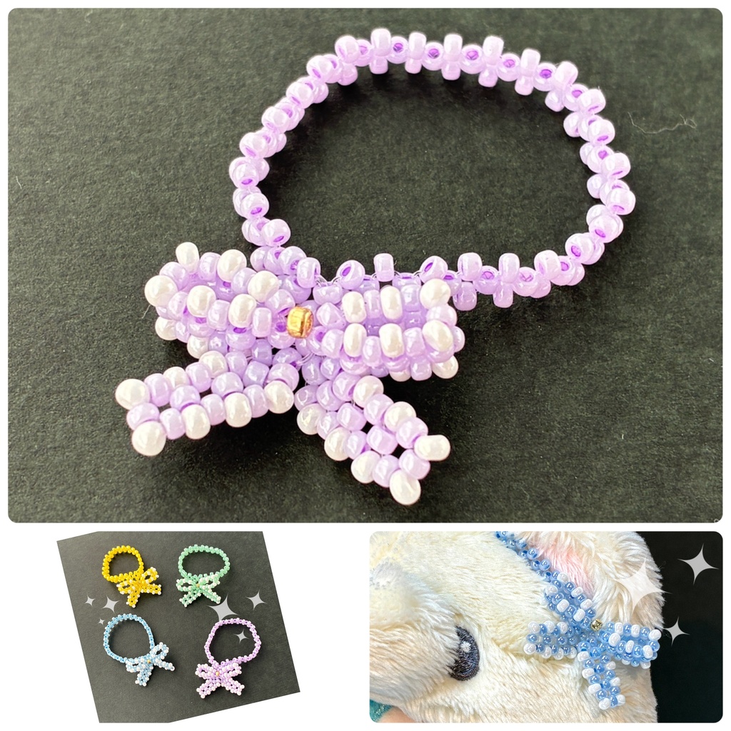 いつぬい用 おみみリボン パステルパープル