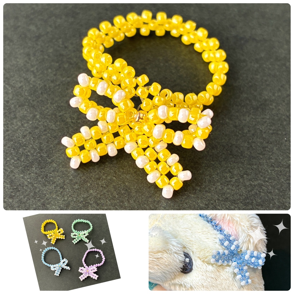 いつぬい用　おみみリボン　パステルイエロー