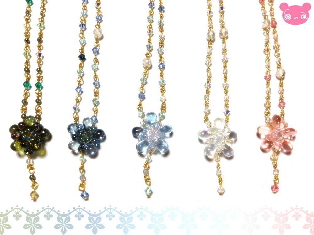 チェコドロップのお花ネックレスとリング