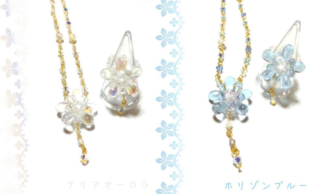 チェコドロップのお花ネックレスとリング