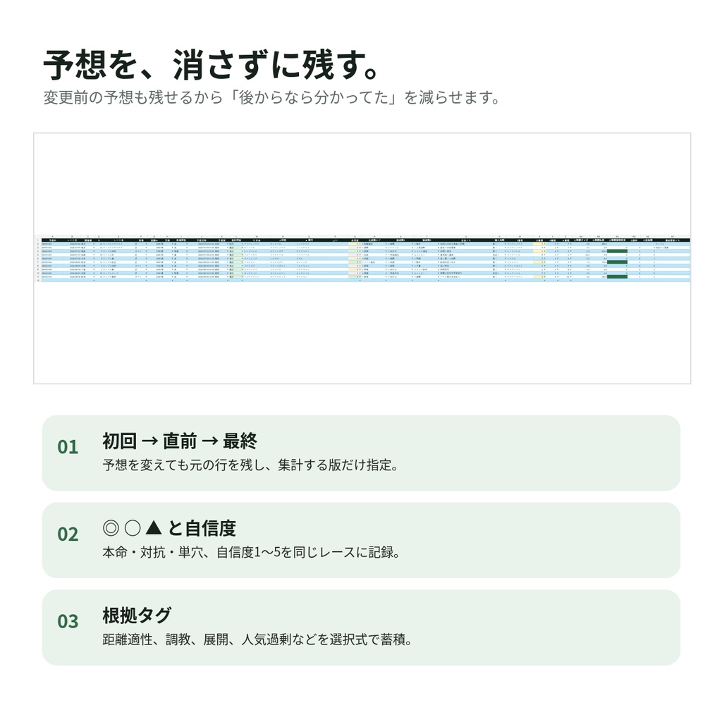 競馬予想LOG|予想・根拠・回収率を蓄積分析するExcelツール【Race Prediction Log】