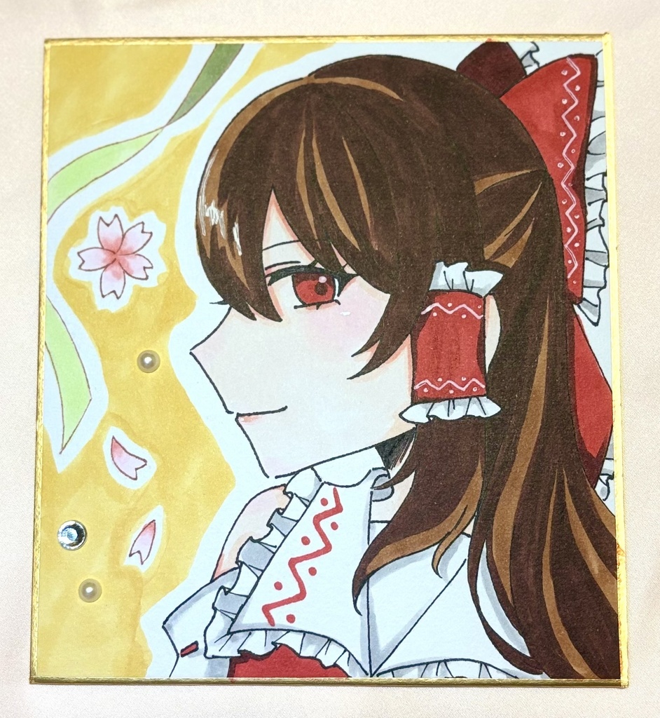 手描き色紙  博麗霊夢