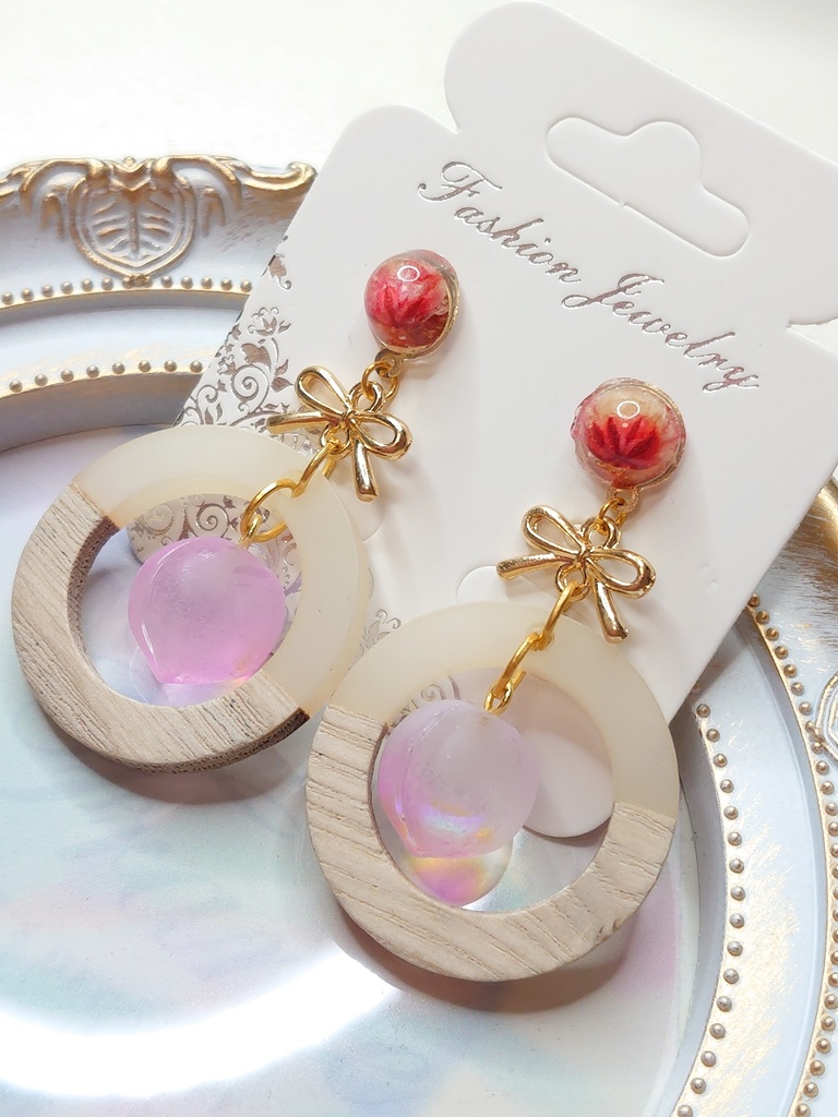 おしゃれ桃ピアス(桃)