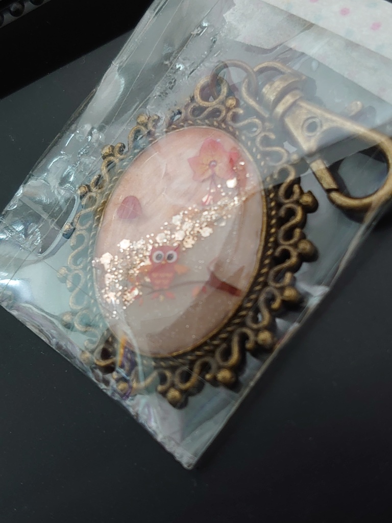 梟と秋色の景色ミニキーホルダーB