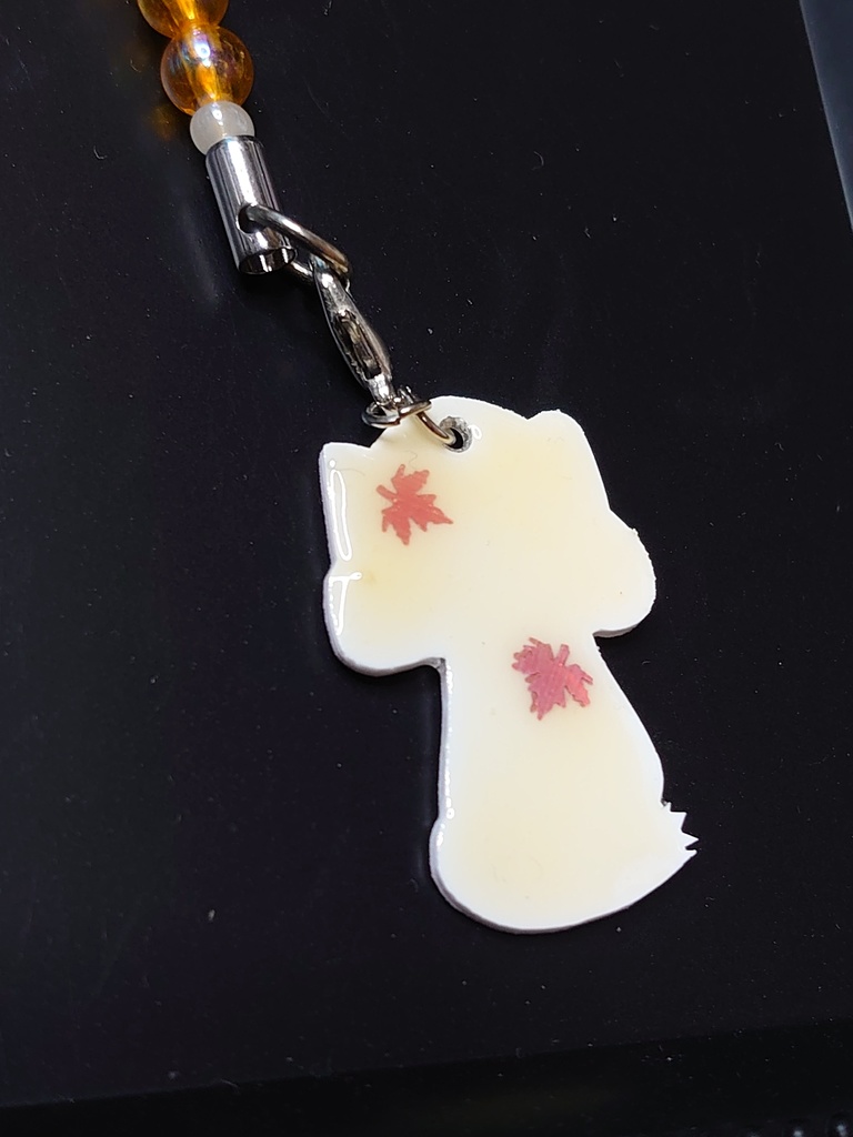 秋のキノコ猫ストラップ(桃)