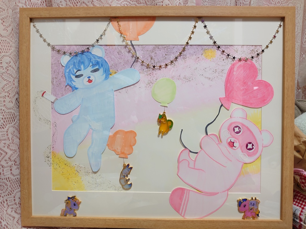 yumeかわ くまとたぬき 大額縁