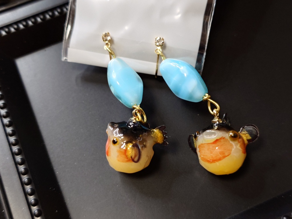 トラフグのイヤリング(ピアス交換可)