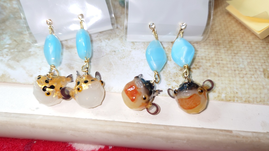 トラフグのイヤリング(ピアス交換可)