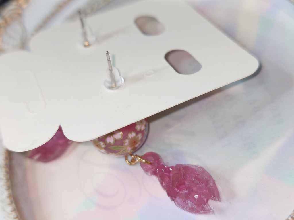 蝶と桜のピアス