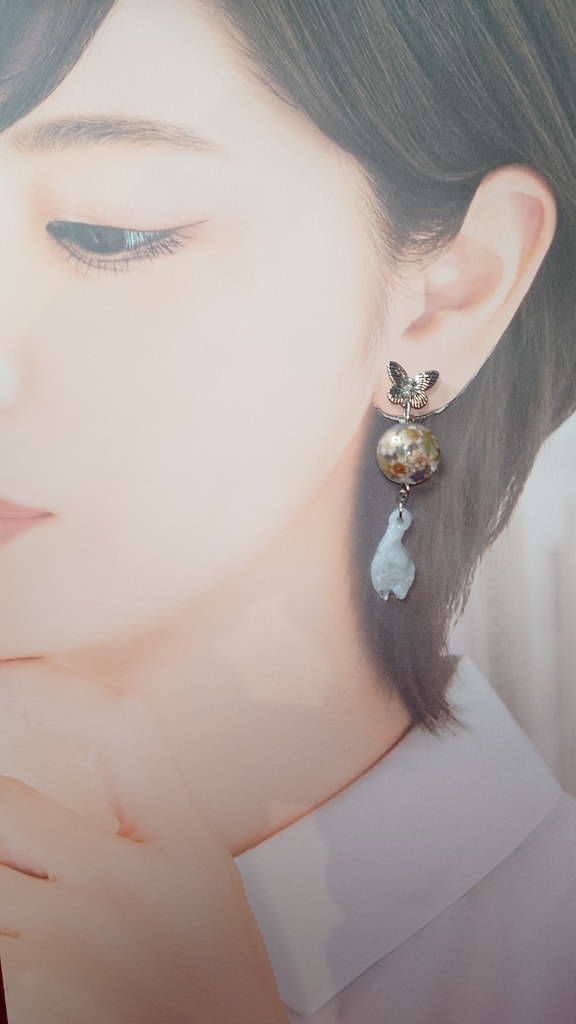 蝶と桜のピアス