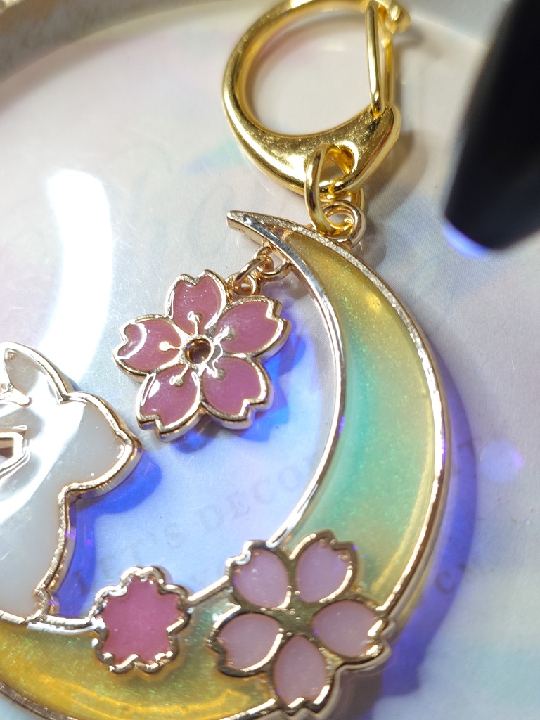 月見桜とうさぎのキーホルダー