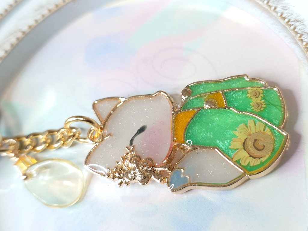 和装お狐様キーホルダー(向日葵)