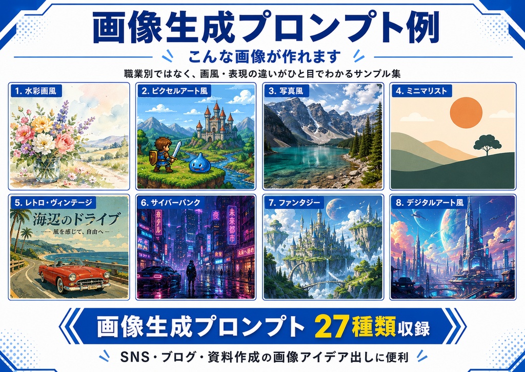 【100種類収録】コピペで使える画像・文章生成AIプロンプト大全|職業別48例・SNS・ブログ・ビジネス対応