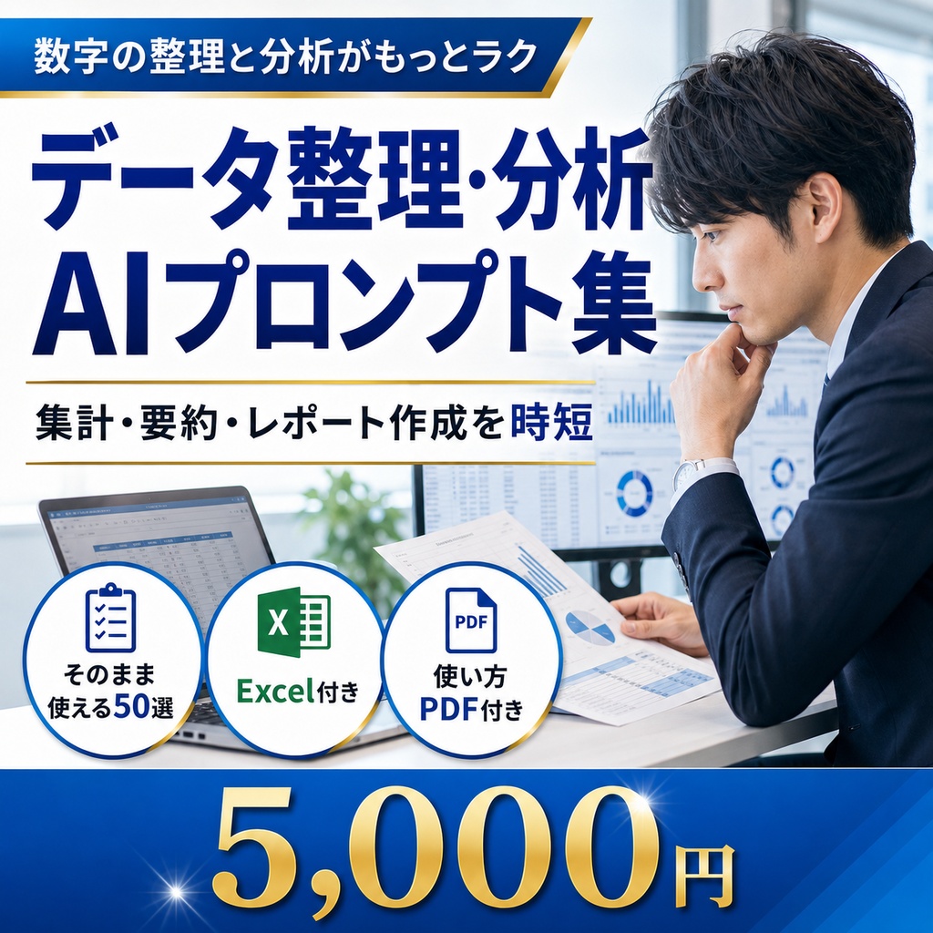 業務別AIプロンプト集50選|営業・マーケティング・人事・サポートなど7種類【Excel+使い方PDF】
