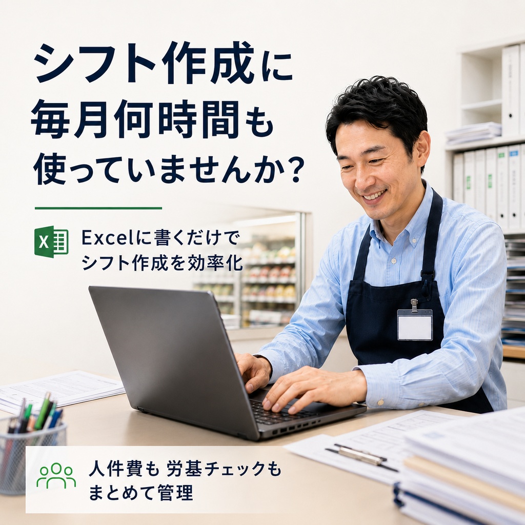 Excelに書くだけで人件費も労基チェックも一発のシフト自動作成ツール