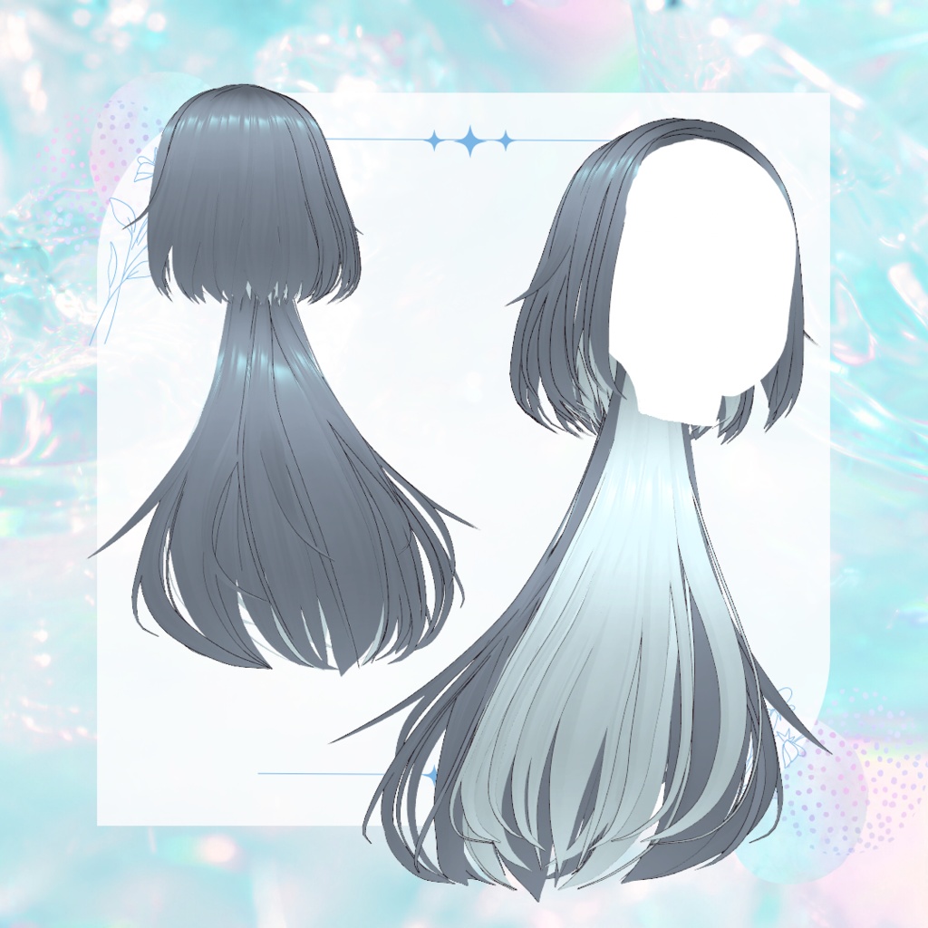 【VRoid/XWear】インナーカラー付きクラゲヘア